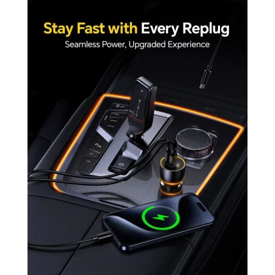 AOHI SUPERAUTO PD GAN 170W Fast Car Charger (2USB-C & 1USB-A) _ Black